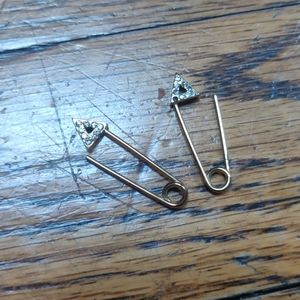 Safety Pin Earrings with Triangle Crystal
